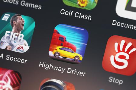 London, United Kingdom - September 29, 2018: Screenshot of the Highway Driver by Fun Games For Free...