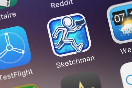 London, United Kingdom - October 03, 2018: Screenshot of the Sketchman mobile app from Miniclip.com...