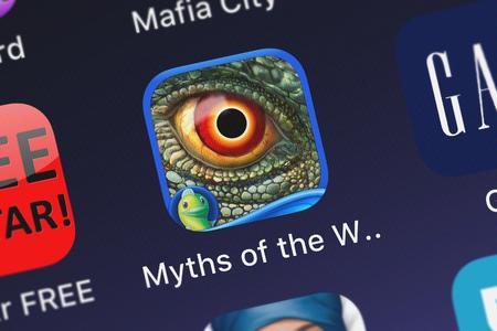 London, United Kingdom - October 05, 2018: Screenshot of Big Fish Games, Inc's mobile app Myths of the World: Black Sun.のeditorial素材