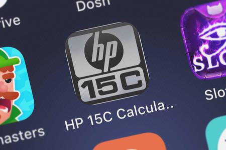 London, United Kingdom - October 05, 2018: Screenshot of the mobile app HP 15C Calculator from HP Inc..のeditorial素材