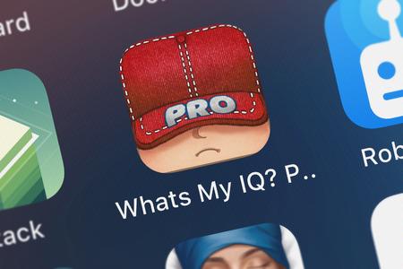 London, United Kingdom - October 07, 2018: Screenshot of Orangenose Studios's mobile app What's My...