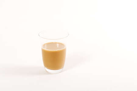 Ice Latte coffee with white background beans drop whiteの写真素材