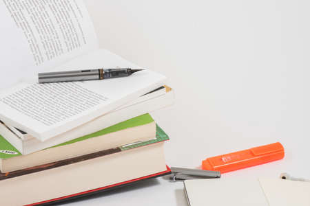 Office equipment with white background book and notebookの写真素材