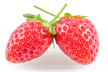 Fresh ripe red Strawberry on white backgroundの写真素材