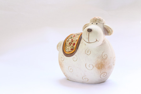 Ceramic Ram  with saddle on back hand made artの写真素材