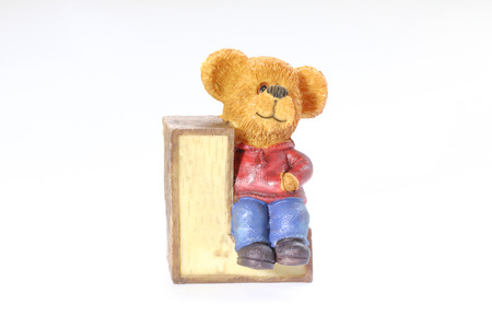 Clay porceline Decoration Bear on alphabet L on white backgroundの写真素材