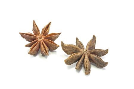 Star Anise Flavorful Spice on white backgroundの写真素材