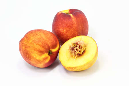 Nectarine peach fruit juicy sweet ripe healthy redの写真素材