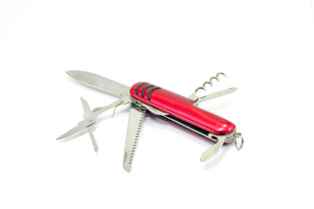 Multipurpose utility pocket survival knife  on white background