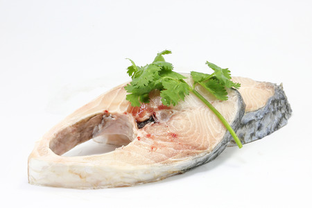 Hilsha Fish Slices Ilsish fresh raw uncooked  pieces on white background