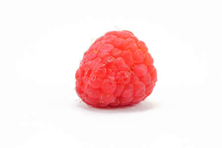 Red Ripe Raspberry  Fruit on white backgroundの写真素材