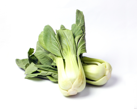 Bok Choy Green Leafy vegetable on white backgroundの写真素材