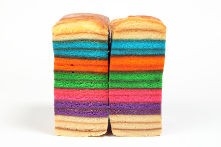 Colorful Rainbow Layer cake kuih lapis various flavorの写真素材