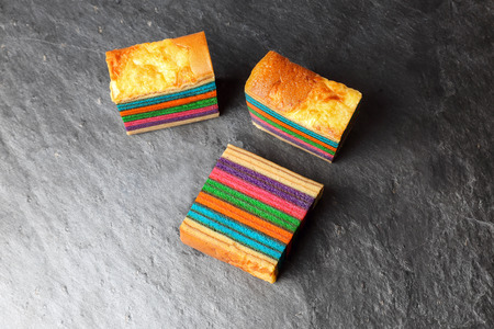 Colorful Rainbow Layer cake kuih lapis various flavor