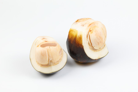 Young fruit Borassus flabellifer doub palmyra tala toddy wine palmの写真素材