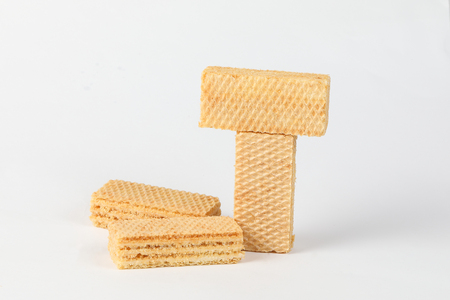 Wafer biscuit crunchy corrugated chocolate vanilla layer 
の写真素材