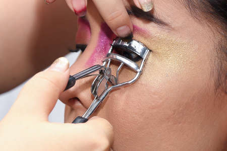 Makeup Asian Woman Model High Fashion Closeup Face Portrait artist