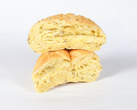 Corn Bread Loaf Yellow bun on white background 