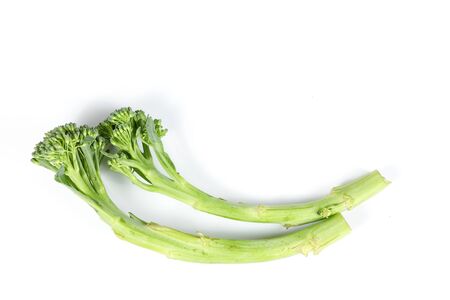 Green Baby Broccoli stem vegetable on white background