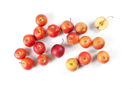 Small little Cherry Apple fruit red juicy fresh on white background の写真素材