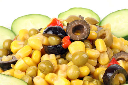 Salad mini Cucumber Slice green pea olive corn の写真素材