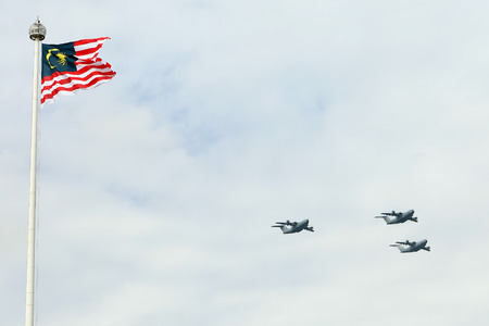 KUALA LUMPUR, MALAYSIA- AUGUST 27, 2017: Independent Square. Full dress rehearsal for the Malaysian Independence day celebration parade held on August 31 every year.のeditorial素材
