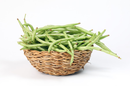 Green French bean on white background の写真素材