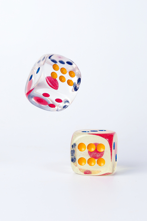 Colorful playing gaming dice number transparent on white background 