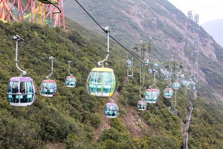 OCEAN PARK, HONG KONG-FEBRUARY 16, 2018 - One of the attraction at Ocean Park, the marine mammal park, oceanarium, animal theme park and amusement park. Is their Cable Car.のeditorial素材