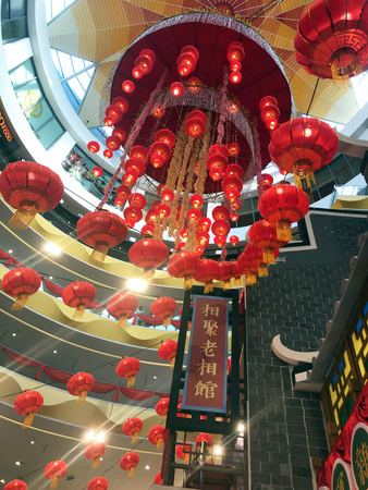 KUALA LUMPUR, MALAYSIA â January 24, 2019: Chinese New Year is celebrated I south east Asia.  Itâs one of the time all business prepare to spread joy in colourful decatron.のeditorial素材