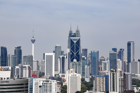 AMPANG, MALAYSIA-April 07, 2019 â Kuala Lumpur city view from Three Tower SOHO on Jalan Ampang.のeditorial素材