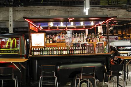 BANGKOK, THAILAND â May 01, 2019: Street food in Thailand is world famous. Its cheap and safe. Bar on wheelsのeditorial素材