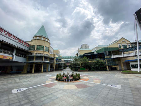Petaling Jaya, Malaysia-November 09, 2020- The empty courtyard of the eCurve Mall at Mutiara...