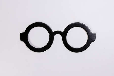 Black round eyewear spectacle frame shape paper die cut selfie portrait party fun paper prop sticker...