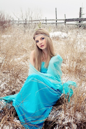 Beautiful girl is cold in winter.の写真素材
