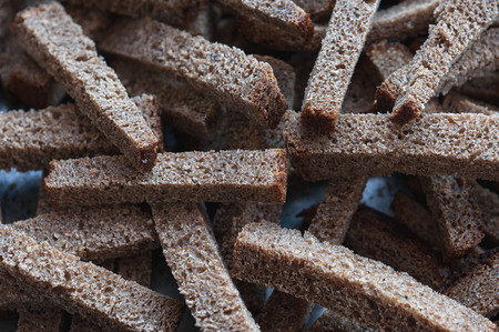 Close up of rye croutonsの写真素材