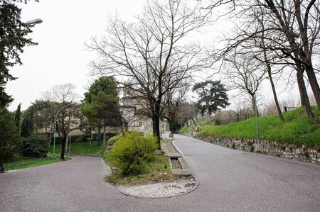 BRESCIA, ITALY - MARCH 21, 2015: Street scenes of the city. road to the castle.のeditorial素材