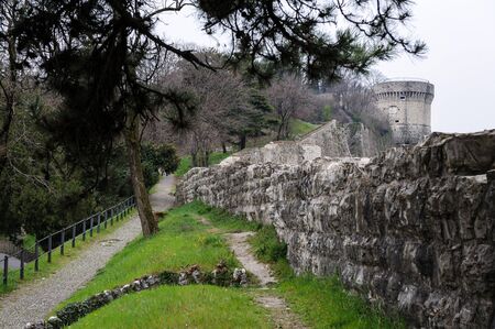 BRESCIA, ITALY - MARCH 21, 2015: Street scenes of the city. way to the castle.のeditorial素材