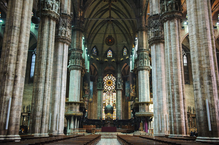 MILAN, ITALY - MARCH 20, 2015: Inside of Duomo Cathedral.