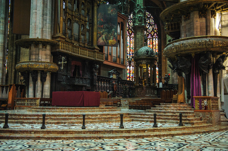 MILAN, ITALY - MARCH 20, 2015: Inside of Duomo Cathedral.