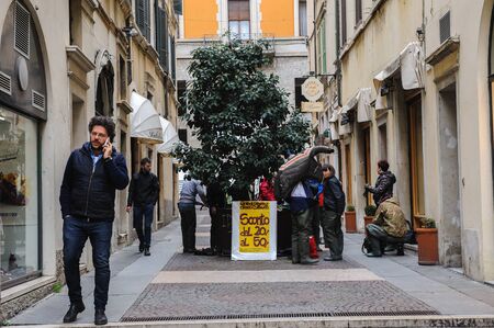 BRESCIA, ITALY - MARCH 21, 2015: Street scenes of the cityのeditorial素材