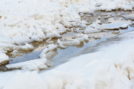 Thawing of ice. Close up.の写真素材