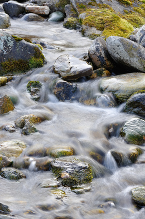 Creek of sub-polar ural mountains. Close up background.の写真素材