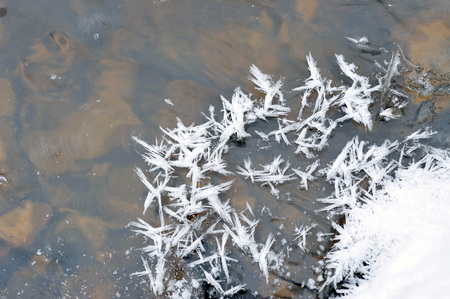 Spring melting of ice and the flow of water.