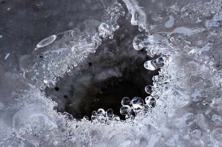 Bizarre forms of frozen water craters.の写真素材