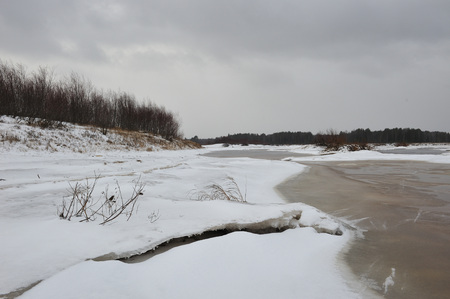 Freezing's on the river Vychegda in late November.の写真素材