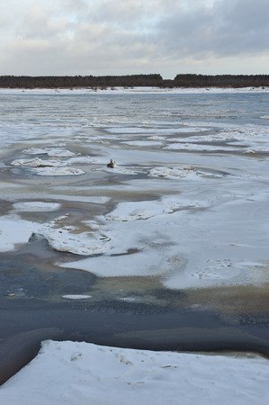 Freezing's on the river Vychegda in late November.の写真素材