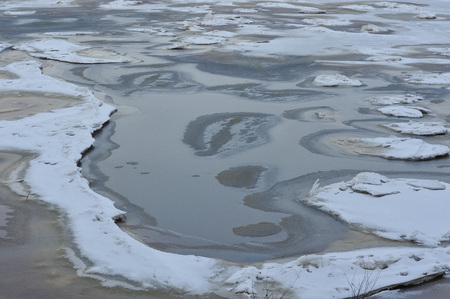 Freezing's on the river Vychegda in late November.の写真素材
