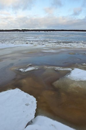 Freezing's on the river Vychegda in late November.の写真素材