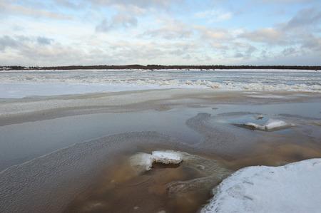 Freezing's on the river Vychegda in late November.の写真素材